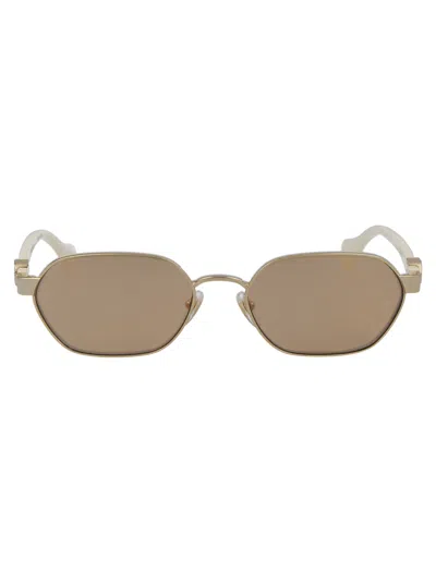 Gucci Gold Ivory Pink Metal Sunglasses In Brown