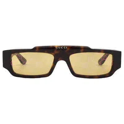 Pre-owned Gucci Gold Logo Browline Men's Sunglasses Gg1592s 002 55 Gg1592s 002 55