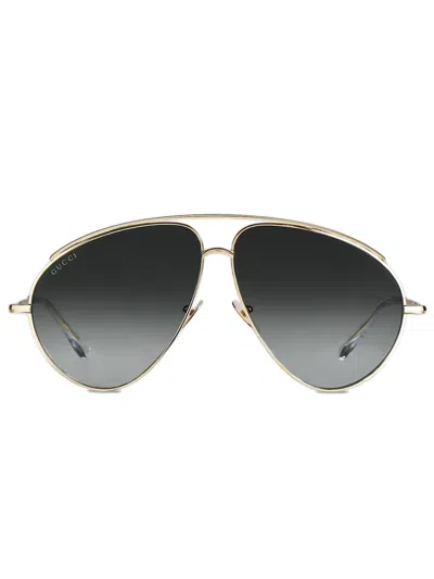 Gucci Gold Metal Aviator Sunglasses