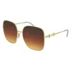 Gucci Gold Metal Frame Sunglasses In Gold