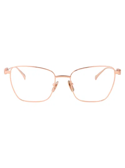 Gucci Gold Metal Optical Glasses In Brown