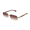 Gucci Rimless Rectangle-frame Sunglasses In Gold