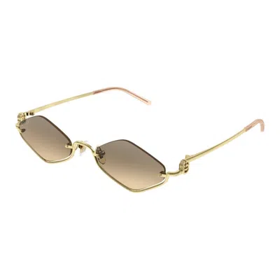 Gucci Gold-gold-transparent Metal Glasses In Brown
