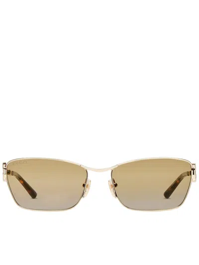Gucci Gold Metal Sunglasses In Brown