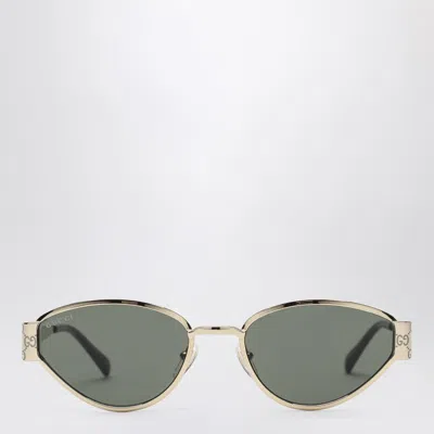 Gucci Gold Oval Sunglasses Women In Gray