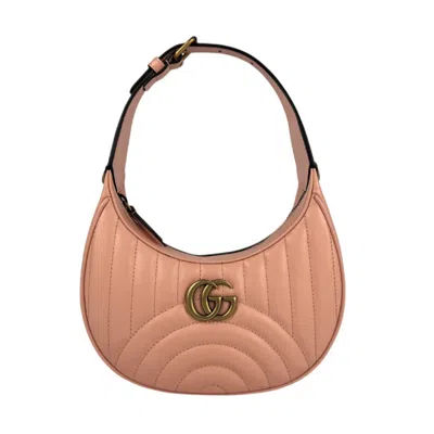 Pre-owned Gucci Gold Salmon Pink Leather Metal Handbag Shoulder Bag ()