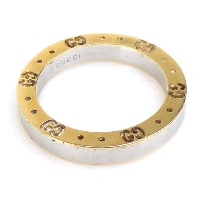 Pre-owned Gucci Gold Silver Gold (18k) Stainless Steel Band Ring ()
