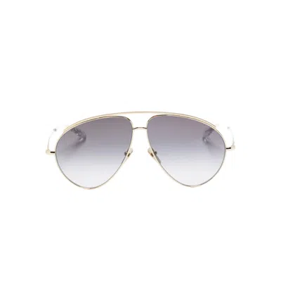 Gucci Gold Metal Aviator Sunglasses Women In Gray
