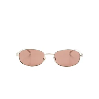 Gucci Oval-frame Metal Sunglasses In Orange