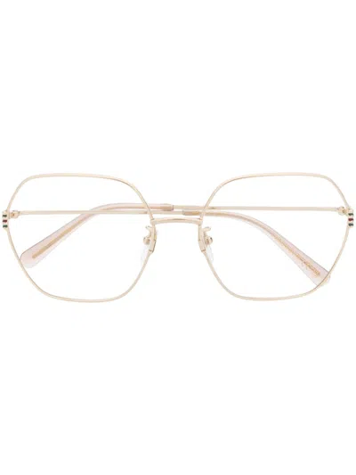 Gucci Geometric-frame Glasses In Gold