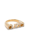 GUCCI GOLD-TONE GUCCI LETTER CRYSTAL RING