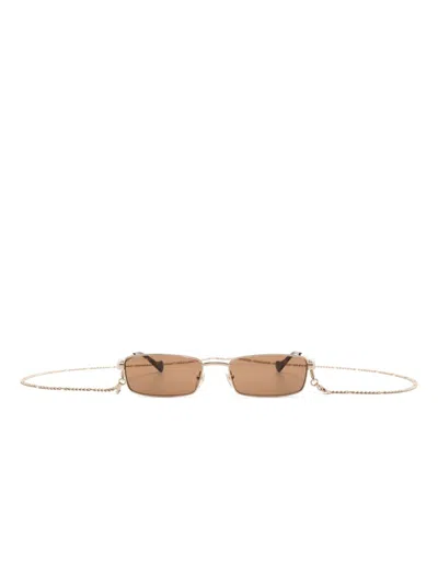 Gucci Gold-tone Rectangle-frame Sunglasses