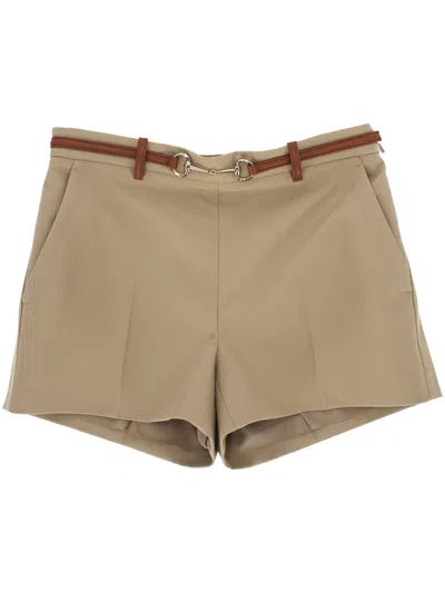 Gucci Golden Sunshine Flared Cotton Shorts In Brown