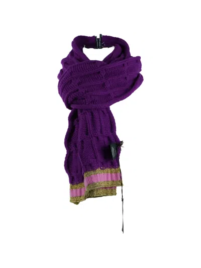 Pre-owned Gucci Golden Thread Wool Shawl In Purple