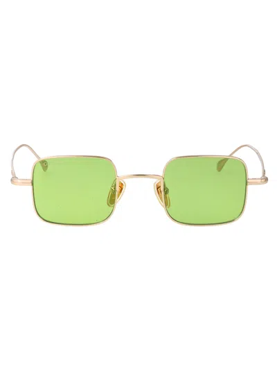 Gucci Gold-gold-green Metal Sunglasses In Pattern