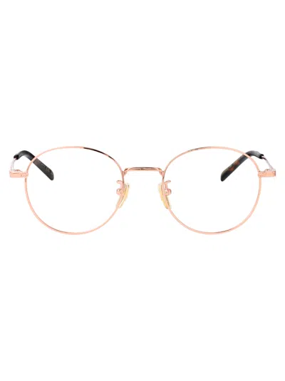 Gucci Gold-gold-transparent Metal Glasses In Red