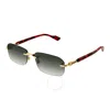 Gucci Gold/havana Rectangular Men's Sunglasses Gg1221s 006 56 In Gray