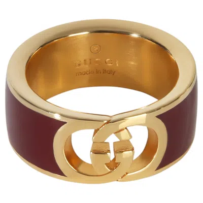 Pre-owned Gucci Gold-plated Interlocking G Enamel Ring In Multi