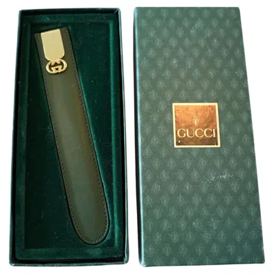 Pre-owned Gucci Gold-plated Letter Opener With Green Leather Case In Original Box