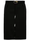 Gucci Black Wool Skirt With Removable Belt In Black