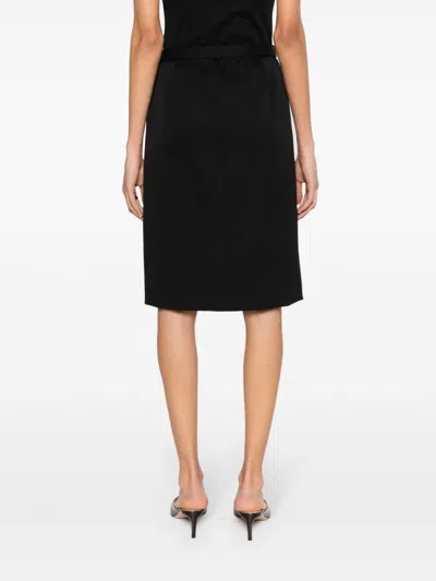 Gucci Silk Duchesse Wrap Skirt In Black