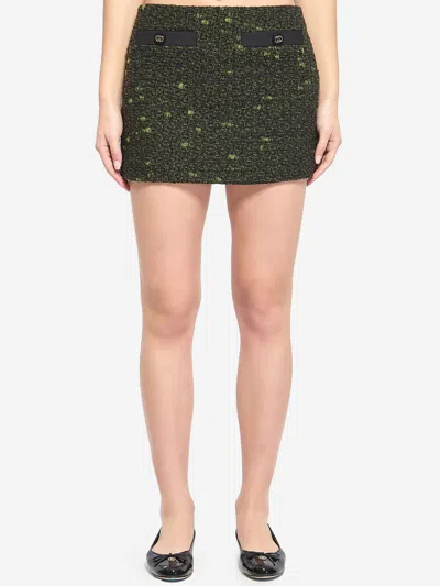 Gucci Boucl Wool Skirt In Black