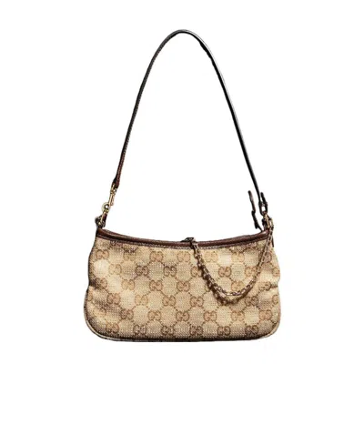 Gucci Gossip Crystal Small Shoulder Bag In Sand/brown