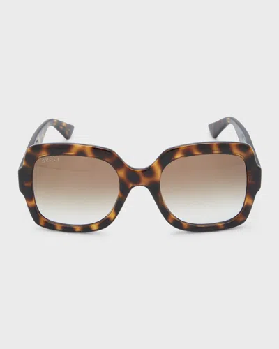 Gucci Gradient Gg Square Injection Plastic Sunglasses In Brown