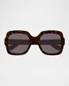Gucci Gradient Gg Square Injection Plastic Sunglasses In Dark Havana Purple
