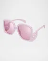 Gucci Gradient Gg1326s Square Plastic Sunglasses In Shiny Metallic Light Pink