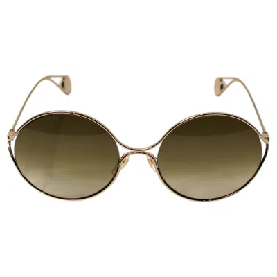 Pre-owned Gucci Gradient Round Gold-tone Metal Sunglasses In Brown