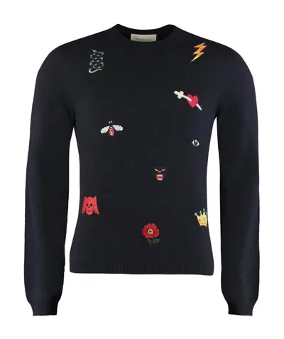 Gucci Graffiti Embroidered Sweater In Black
