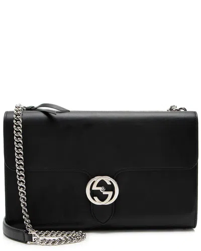 Gucci Grained Calfskin Interlocking G Medium Shoulder Bag (authentic Pre-loved)