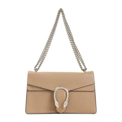 Gucci Grained Leather Shoulder Bag In Neutral