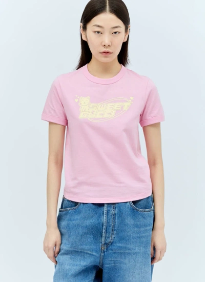 Gucci Graphic Applique T-shirt In Pink