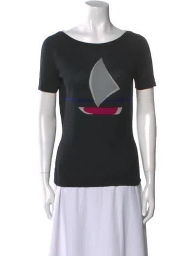 Pre-owned Gucci Graphic Print Bateau Neckline Sweater In Black