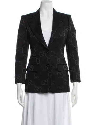 Pre-owned Gucci Graphic Print Blazer In Black