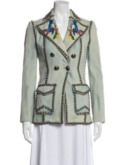 Pre-owned Gucci Graphic Print Blazer In Blue