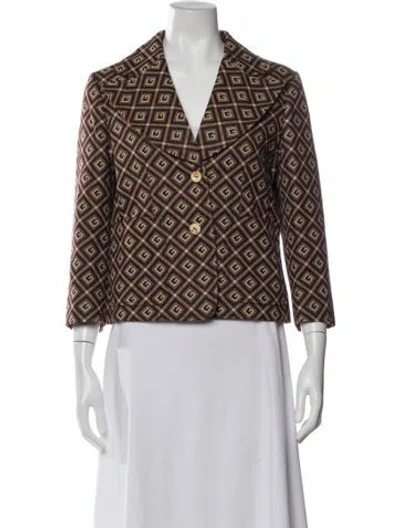 Pre-owned Gucci Graphic Print Blazer In Neutral