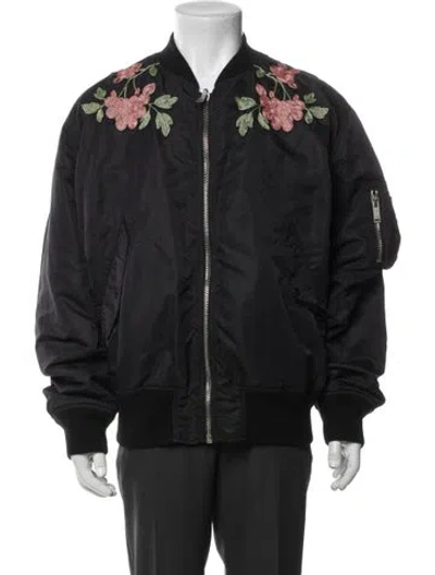 Pre-owned Gucci Graphic Print Bomber Jacket In Black
