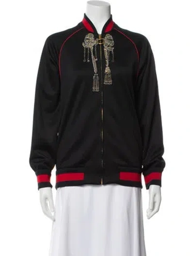 Pre-owned Gucci Graphic Print Bomber Jacket In Gray