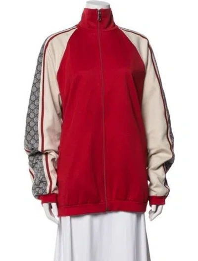 Pre-owned Gucci Graphic Print Bomber Jacket In Red