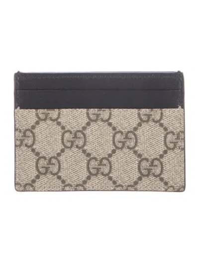 Pre-owned Gucci Graphic Print Card Holder In Grey