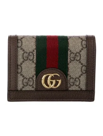 Pre-owned Gucci Graphic Print Card Holder In Neutrals