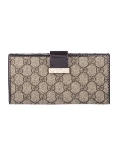 Pre-owned Gucci Graphic Print Continental Wallet In Neutrals