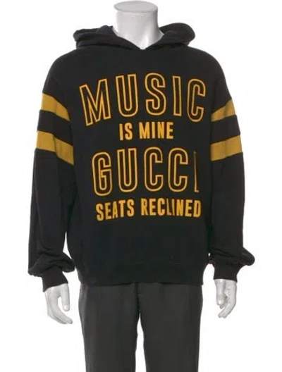 Pre-owned Gucci Graphic Print Crew Neck Hoodie In Black