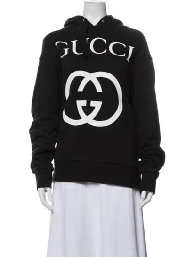 Pre-owned Gucci Graphic Print Crew Neck Hoodie In Black