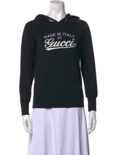 Pre-owned Gucci Graphic Print Crew Neck Hoodie In Black