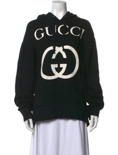 Pre-owned Gucci Graphic Print Crew Neck Hoodie In Black