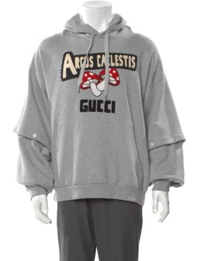 Pre-owned Gucci Graphic Print Crew Neck Hoodie In Gray